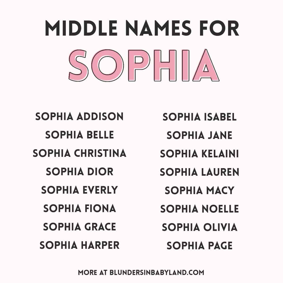 100+ Classic & Unique Middle Names for Sophia