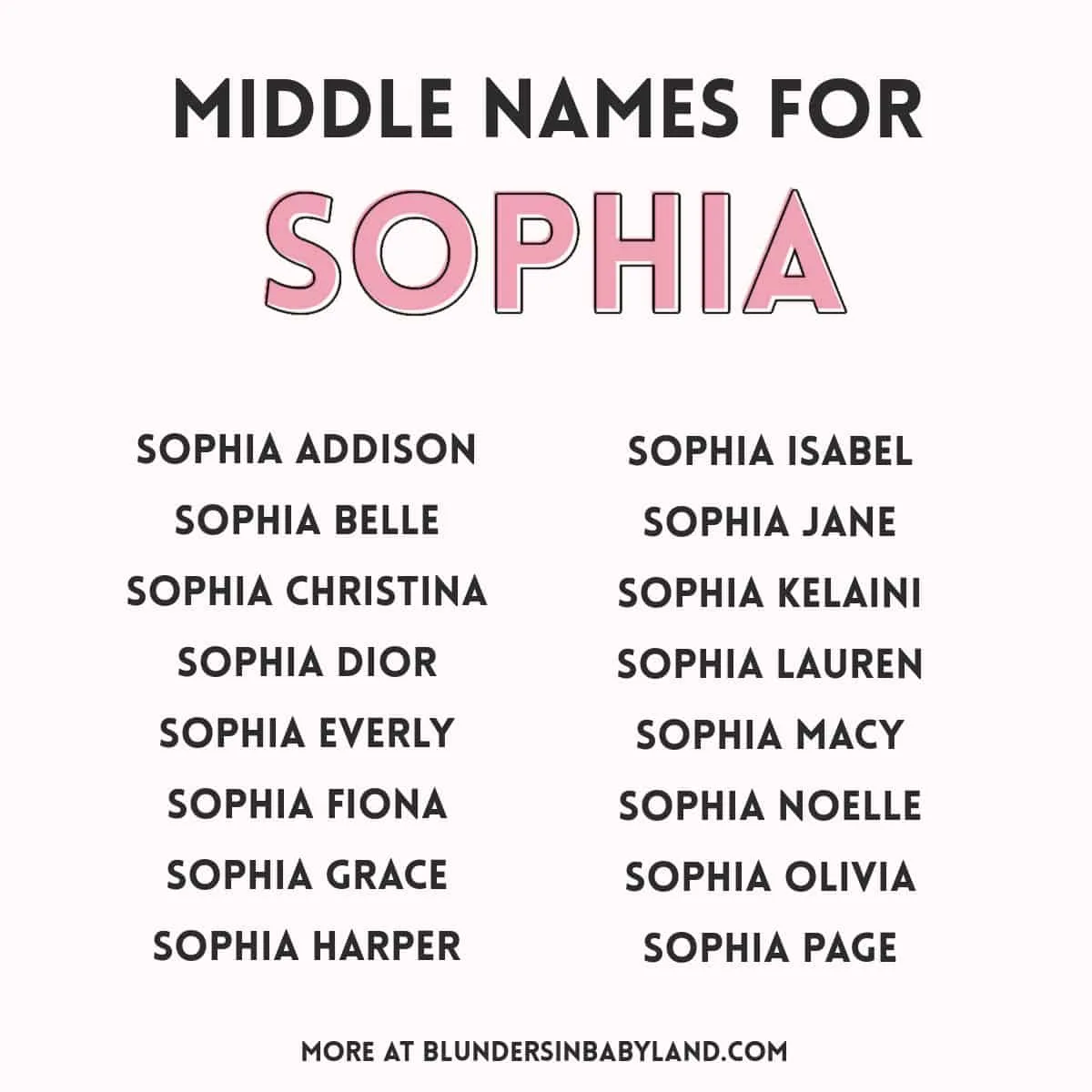 baby names that go well with sophia - middle names for sophia